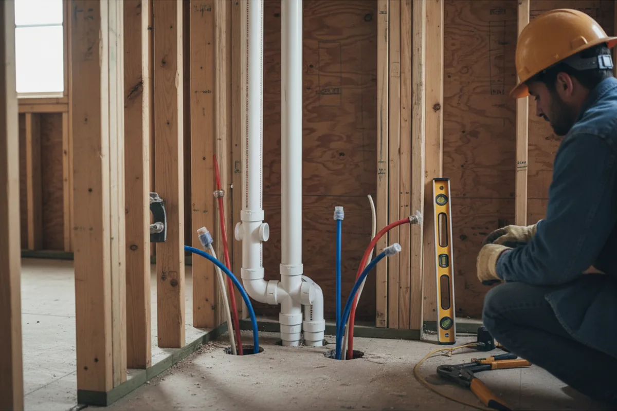 Drain and supply rough-in during Leak Detection in Fishing Creek